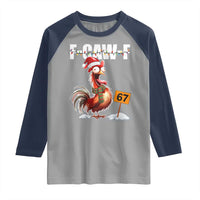 Funny F Caw F 67 Meme Christmas Raglan Shirt Xmas Cartoon Rooster Chicken Poultry Humor - Wonder Print Shop