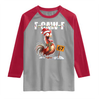 Funny F Caw F 67 Meme Christmas Raglan Shirt Xmas Cartoon Rooster Chicken Poultry Humor - Wonder Print Shop