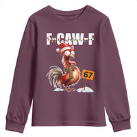 Funny F Caw F 67 Meme Christmas Youth Sweatshirt Xmas Cartoon Rooster Chicken Poultry Humor - Wonder Print Shop