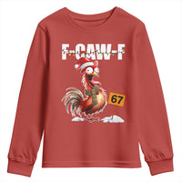 Funny F Caw F 67 Meme Christmas Youth Sweatshirt Xmas Cartoon Rooster Chicken Poultry Humor - Wonder Print Shop