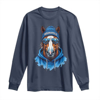 Indianapolis Fan Long Sleeve Shirt Blue Horse Sports Lover Game Day - Wonder Print Shop