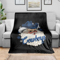 Christmas Cowboys Fan Throw Blanket Funny Xmas American Football Blue Santa - Wonder Print Shop