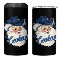 Christmas Cowboys Fan 4 in 1 Can Cooler Tumbler Funny Xmas American Football Blue Santa - Wonder Print Shop