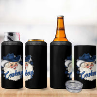 Christmas Cowboys Fan 4 in 1 Can Cooler Tumbler Funny Xmas American Football Blue Santa - Wonder Print Shop