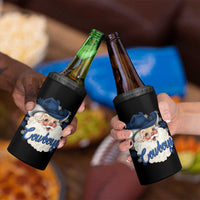 Christmas Cowboys Fan 4 in 1 Can Cooler Tumbler Funny Xmas American Football Blue Santa - Wonder Print Shop