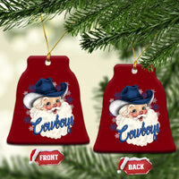Christmas Cowboys Fan Ceramic Ornament Funny Xmas American Football Blue Santa - Wonder Print Shop