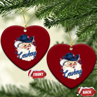 Christmas Cowboys Fan Ceramic Ornament Funny Xmas American Football Blue Santa - Wonder Print Shop