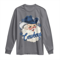Christmas Cowboys Fan Long Sleeve Shirt Funny Xmas American Football Blue Santa - Wonder Print Shop