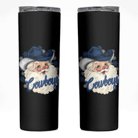 Christmas Cowboys Fan Skinny Tumbler Funny Xmas American Football Blue Santa - Wonder Print Shop