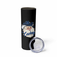 Christmas Cowboys Fan Skinny Tumbler Funny Xmas American Football Blue Santa - Wonder Print Shop