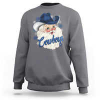 Christmas Cowboys Fan Sweatshirt Funny Xmas American Football Blue Santa - Wonder Print Shop