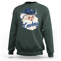 Christmas Cowboys Fan Sweatshirt Funny Xmas American Football Blue Santa - Wonder Print Shop