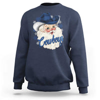 Christmas Cowboys Fan Sweatshirt Funny Xmas American Football Blue Santa - Wonder Print Shop