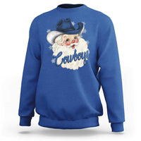 Christmas Cowboys Fan Sweatshirt Funny Xmas American Football Blue Santa - Wonder Print Shop