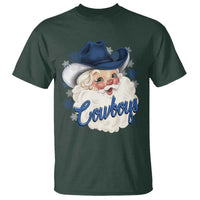 Christmas Cowboys Fan T Shirt Funny Xmas American Football Blue Santa - Wonder Print Shop