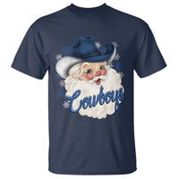 Christmas Cowboys Fan T Shirt Funny Xmas American Football Blue Santa - Wonder Print Shop