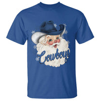 Christmas Cowboys Fan T Shirt Funny Xmas American Football Blue Santa - Wonder Print Shop