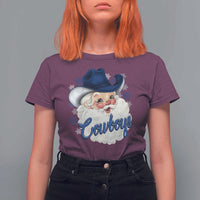 Christmas Cowboys Fan T Shirt For Women Funny Xmas American Football Blue Santa - Wonder Print Shop