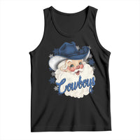 Christmas Cowboys Fan Tank Top Funny Xmas American Football Blue Santa - Wonder Print Shop