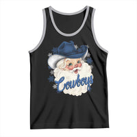 Christmas Cowboys Fan Tank Top Funny Xmas American Football Blue Santa - Wonder Print Shop