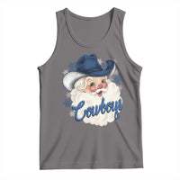 Christmas Cowboys Fan Tank Top Funny Xmas American Football Blue Santa - Wonder Print Shop