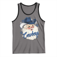 Christmas Cowboys Fan Tank Top Funny Xmas American Football Blue Santa - Wonder Print Shop