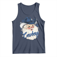 Christmas Cowboys Fan Tank Top Funny Xmas American Football Blue Santa - Wonder Print Shop