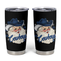 Christmas Cowboys Fan Tumbler Cup Funny Xmas American Football Blue Santa - Wonder Print Shop