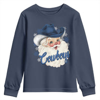 Christmas Cowboys Fan Youth Sweatshirt Funny Xmas American Football Blue Santa - Wonder Print Shop