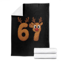 Funny 67 Christmas Reindeer Throw Blanket Six Seven Meme Xmas Holiday - Wonder Print Shop