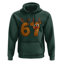 Funny 67 Christmas Reindeer Hoodie Six Seven Meme Xmas Holiday - Wonder Print Shop