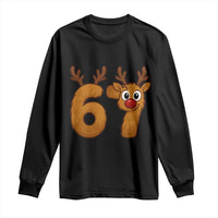 Funny 67 Christmas Reindeer Long Sleeve Shirt Six Seven Meme Xmas Holiday - Wonder Print Shop