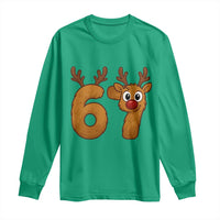 Funny 67 Christmas Reindeer Long Sleeve Shirt Six Seven Meme Xmas Holiday - Wonder Print Shop