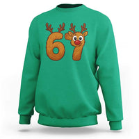 Funny 67 Christmas Reindeer Sweatshirt Six Seven Meme Xmas Holiday - Wonder Print Shop