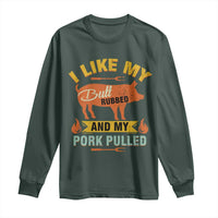 I Like My Butt Rubbed And My Pork Pulled Long Sleeve Shirt Retro Vintage Grilling BBQ