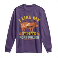 I Like My Butt Rubbed And My Pork Pulled Long Sleeve Shirt Retro Vintage Grilling BBQ