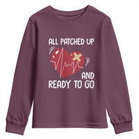 Funny Heart Surgery Recovery Survivor Youth Sweatshirt All Patched Up And Ready To Go CHD Awareness