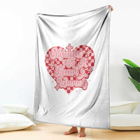Mama Of A Heart Warrior Throw Blanket CHD Awareness Retro Red Checkered Heart