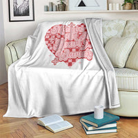 Mama Of A Heart Warrior Throw Blanket CHD Awareness Retro Red Checkered Heart