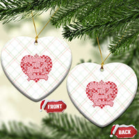 Mama Of A Heart Warrior Ceramic Ornament CHD Awareness Retro Red Checkered Heart