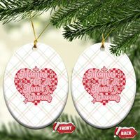 Mama Of A Heart Warrior Ceramic Ornament CHD Awareness Retro Red Checkered Heart