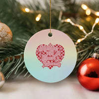 Mama Of A Heart Warrior Ceramic Ornament CHD Awareness Retro Red Checkered Heart