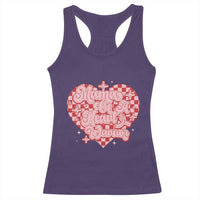 Mama Of A Heart Warrior Racerback Tank Top CHD Awareness Retro Red Checkered Heart