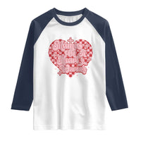 Mama Of A Heart Warrior Raglan Shirt CHD Awareness Retro Red Checkered Heart