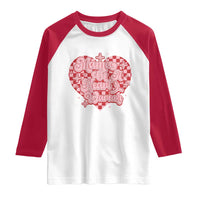 Mama Of A Heart Warrior Raglan Shirt CHD Awareness Retro Red Checkered Heart