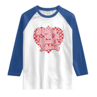 Mama Of A Heart Warrior Raglan Shirt CHD Awareness Retro Red Checkered Heart
