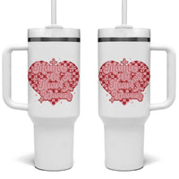 Mama Of A Heart Warrior Tumbler With Handle CHD Awareness Retro Red Checkered Heart