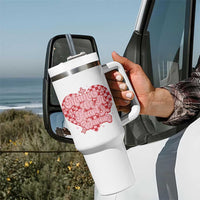 Mama Of A Heart Warrior Tumbler With Handle CHD Awareness Retro Red Checkered Heart