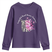 CHD Awareness Youth Sweatshirt Congenital Heart Disease Awareness Floral Rib Cage