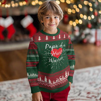 Papa Of A Heart Warrior Knitted Sweatshirt CHD Awareness Heart